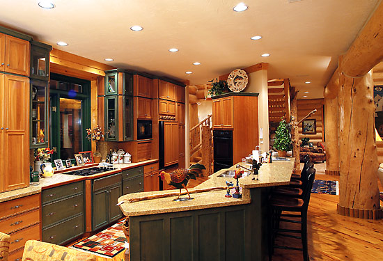 Luxury handcrafted log homes gourmet kitchen