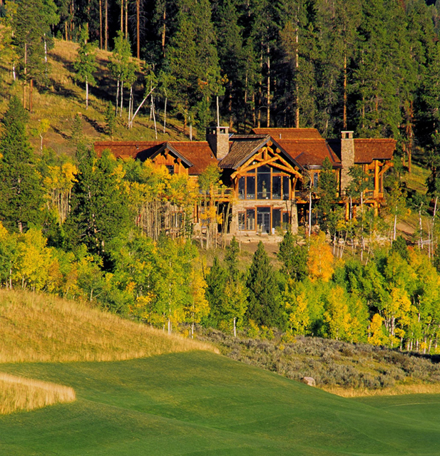 Hybrid log home overlooking a golf course