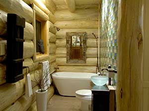 log home bathroom