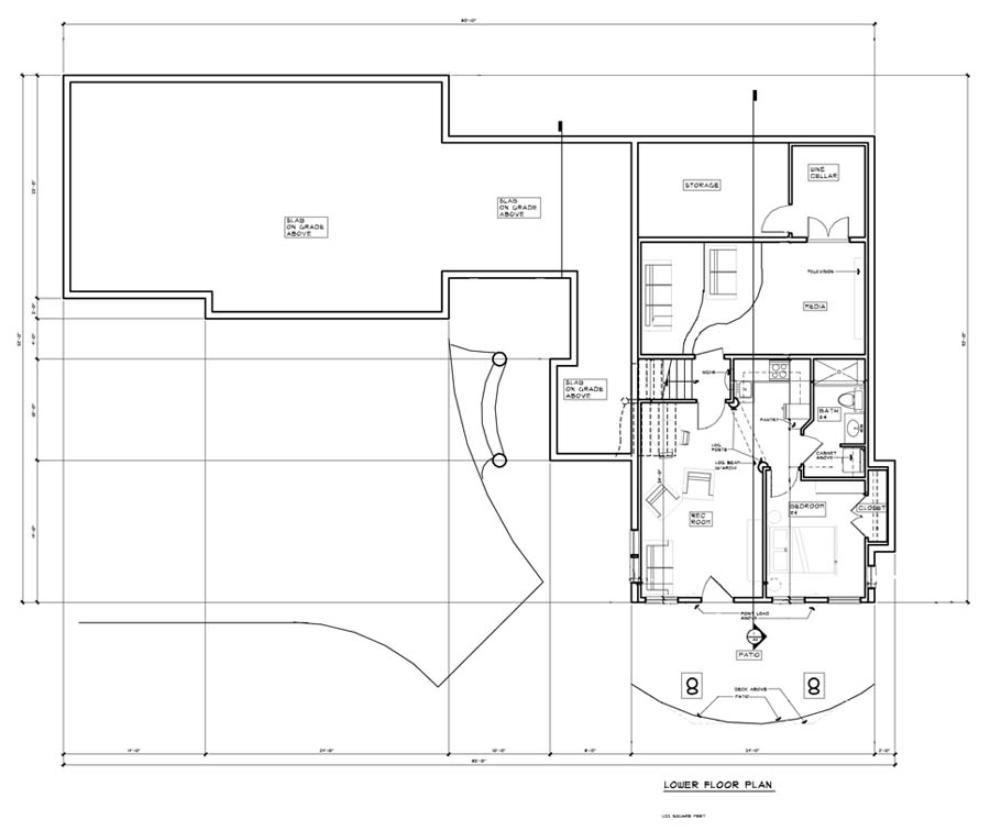 hybrid log home lower floor plan