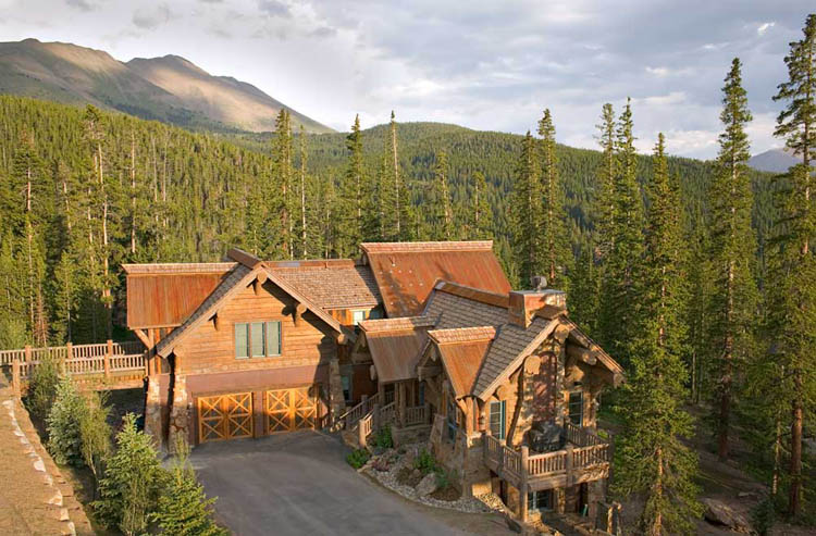 Log home in forest