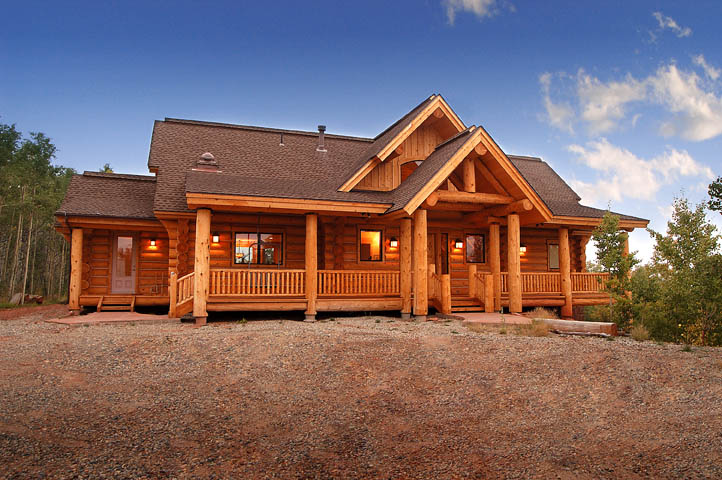 Log home porch