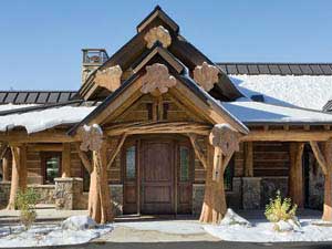 log home front entrance