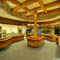 Large diameter log coffered ceiling.