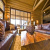 Close-up of wood coffee table