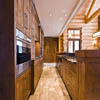 Kitchen island in log house