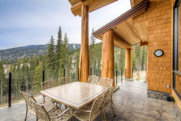 Log home outside deck