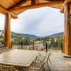 Log posts and log truss in resort log home in Sun Peaks Resort, BC