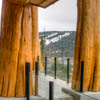 Large log support in resort log home in Sun Peaks Resort, BC