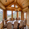 Dining room in resort log home in Sun Peaks Resort, BC