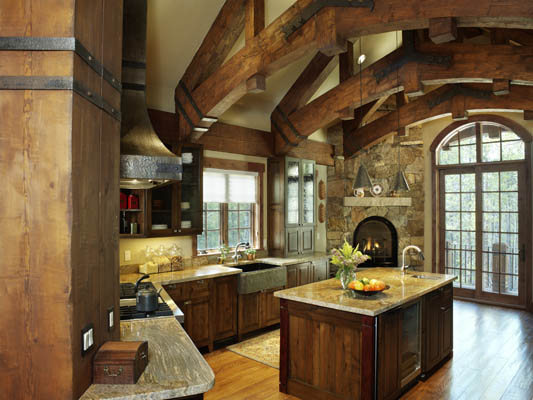 Timber trusses in this gourmet kitchen